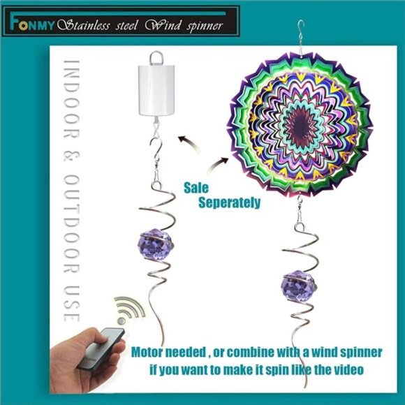 Gazing Ball Spiral Tail-Decorative Wind Spinner Sun Catcher Rainbow Maker 11inch - Picture 4 of 6